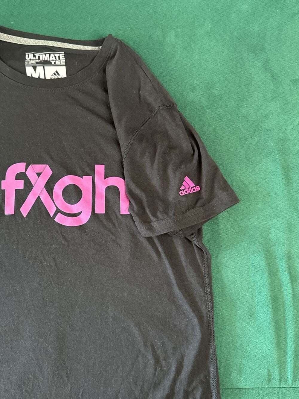 Adidas Ultimate Tee Breast Cancer Awareness All Fight Black T-Shirt Medium - Picture 2 of 5